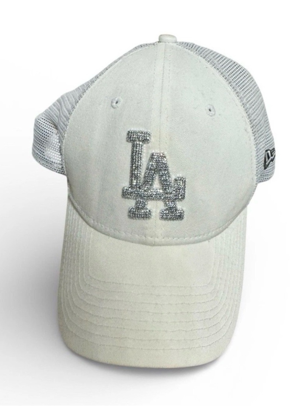 New Era Kids LA Rhinestone Trucker Cap - White and Silver